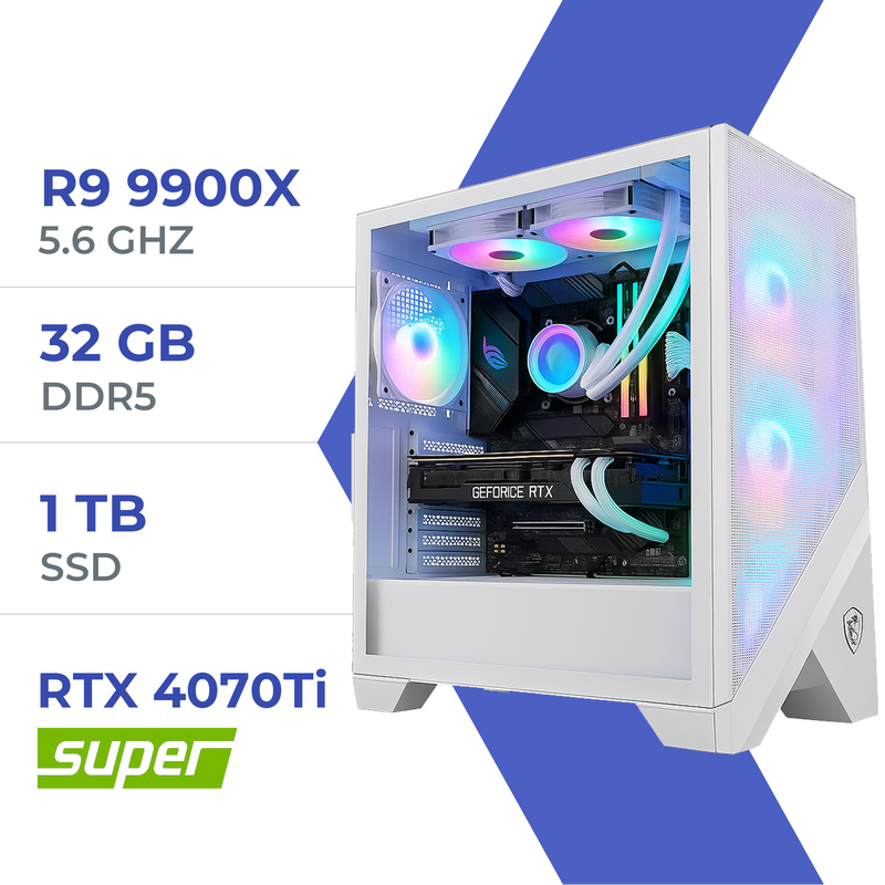 PC Gamer Techspace R9 9900X /1TB SSD/32GB/RTX 4070Ti SUPER