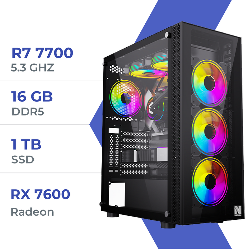 PC Gamer Techspace R7 7700/1TB SSD/16GB/RX 7600