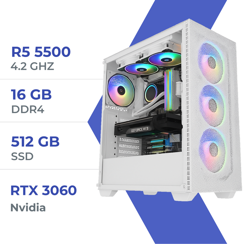PC Gamer Techspace Ryzen 5 5500/512GB SSD/16GB/RTX 3060