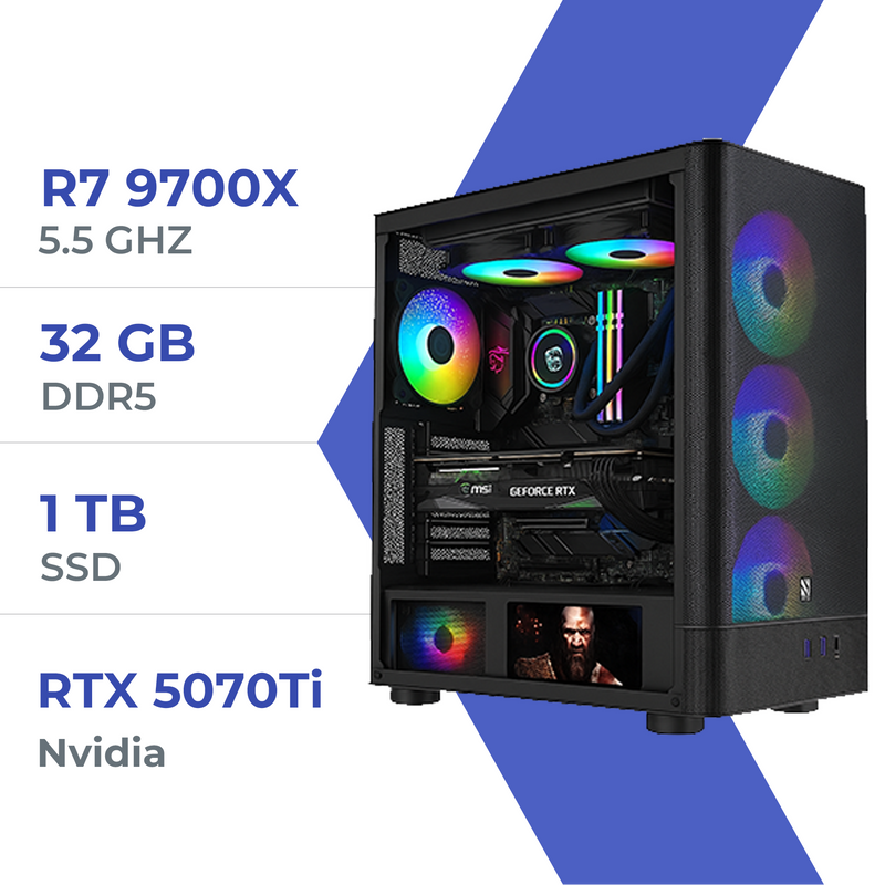 PC Gamer Techspace R7 9700X/1TB SSD/32GB/RTX 5070Ti