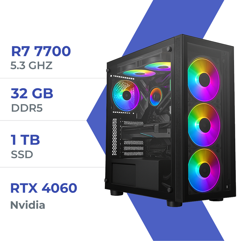 PC Gamer Techspace R7 7700/1TB SSD/32GB/RTX 4060