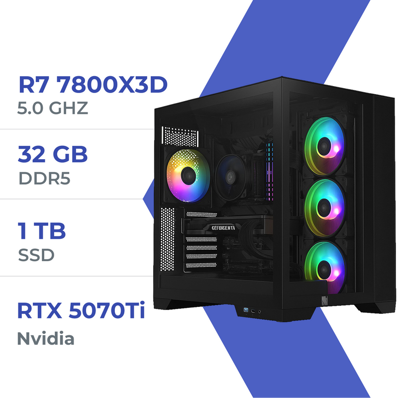 PC Gamer Techspace R7 7800X3D /1TB SSD/32GB/RTX 5070 Ti