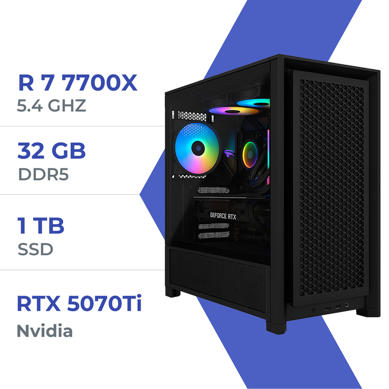 PC Gamer Techspace R7 7700X/1TB SSD/32GB/RTX 5070Ti
