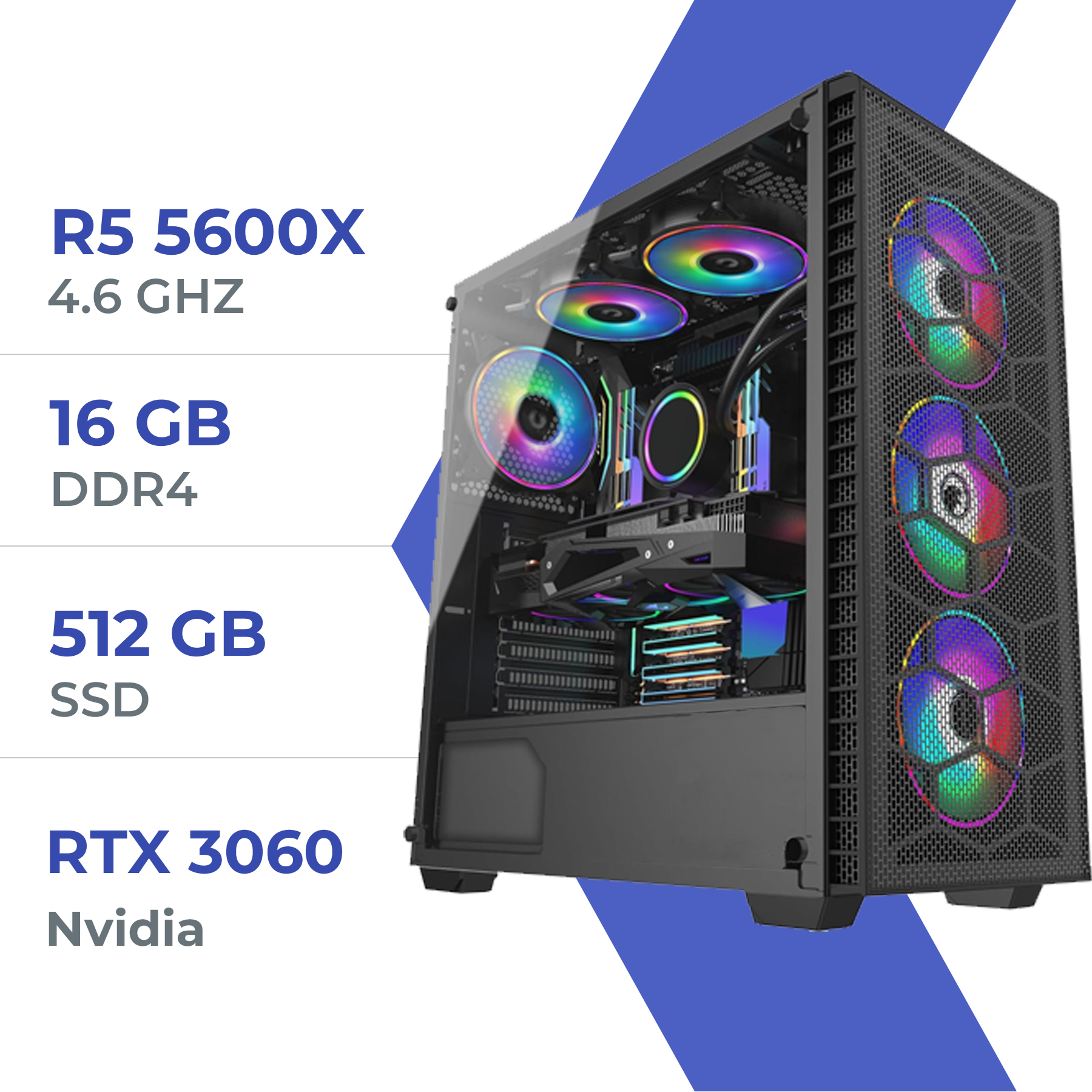 R5 5600x Rtx 3060 MXZ Gaming PC AMD Ryzen 5600X GeForce
