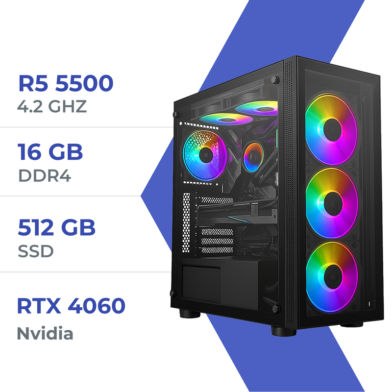 PC Gamer Techspace Ryzen 5 5500/512GB SSD/16GB/RTX 4060