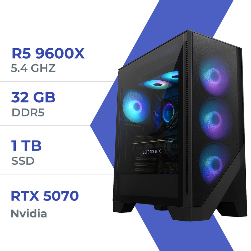 PC Gamer Techspace R5 9600X/1TB SSD/32GB/RTX 5070