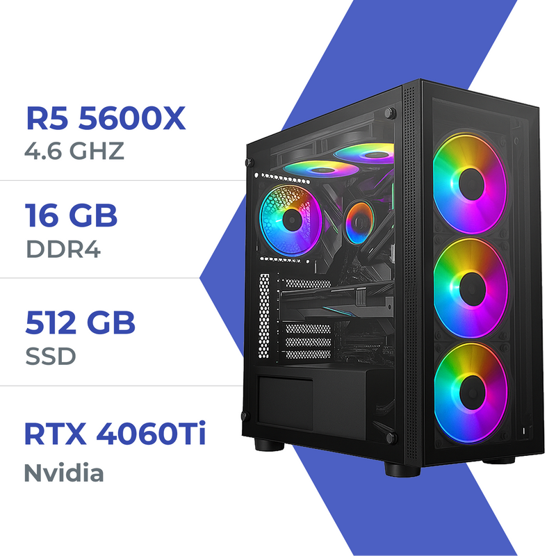 PC Gamer Techspace Ryzen 5 5600X/512GB SSD/16GB/RTX 4060 Ti