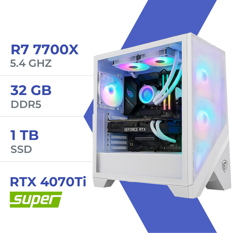 PC Gamer Techspace R7 7700X/1TB SSD/32GB/RTX 4070Ti SUPER