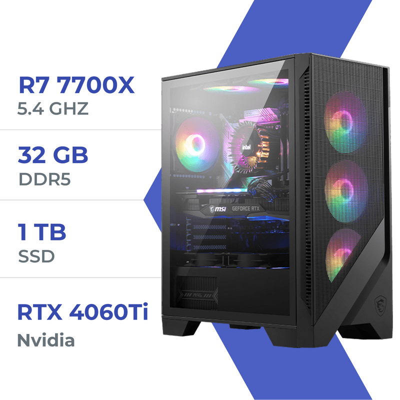 PC Gamer Techspace R7 7700X/1TB SSD/32GB/RTX 4060Ti