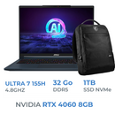 MSI STEALTH 16 AI STUDIO-A1VFG ULTRA 7-155H /32GB DDR5/1TB SSD/RTX4060 8GB/15.6'' QHD 240Hz