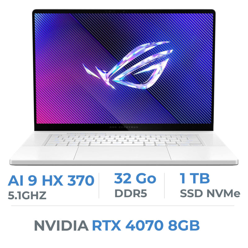 ASUS ROG Zephyrus G16 GA605WI-DR1W AI 9 HX 370/32GB/1TB SSD/RTX 4070/16" OLED (NEUF SANS EMBALLAGE) Maroc