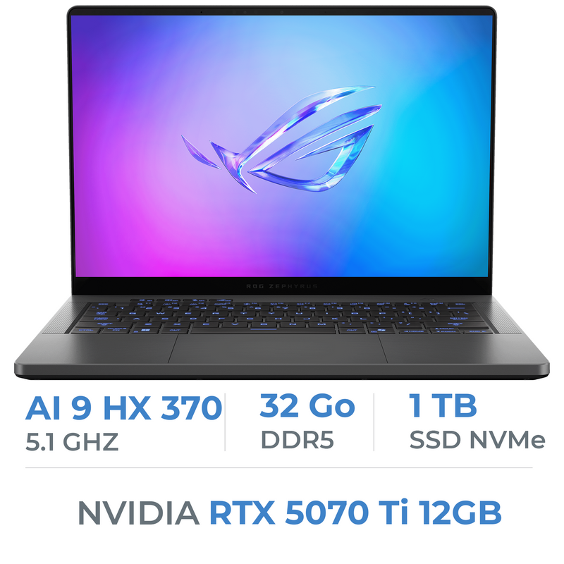 ASUS ROG ZEPHYRUS G14 GA403WR-QS154W AMD Ryzen AI 9 HX 370/32GB DDR5/1TB SSD/RTX 5070 Ti 12GB/14" 120Hz 3K/Win11 Prix Maroc
