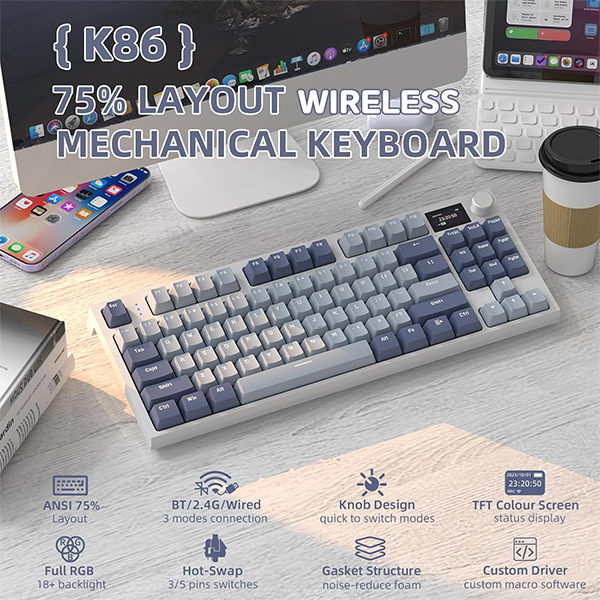 ATTACK SHARK K86 Lavender Blue (Blue Whale Switch) Casablanca