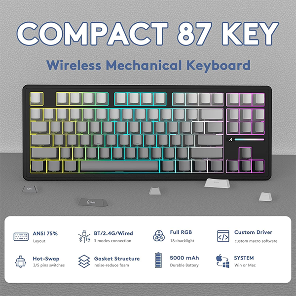 ATTACK SHARK M87Pro V2 Moon night (White jade Switch) Casablanca