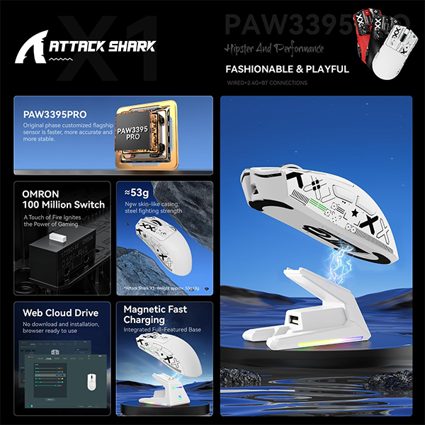 ATTACK SHARK X1 White Prix Maroc