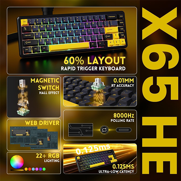 ATTACK SHARK X65 HE Starry Black (Magnetic Switch) Casa