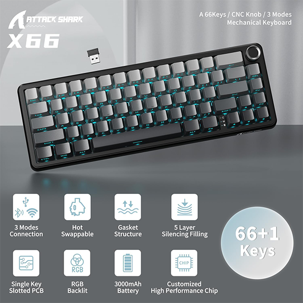 ATTACK SHARK X66 Moonlight (Strawberry Switch)  Casablanca