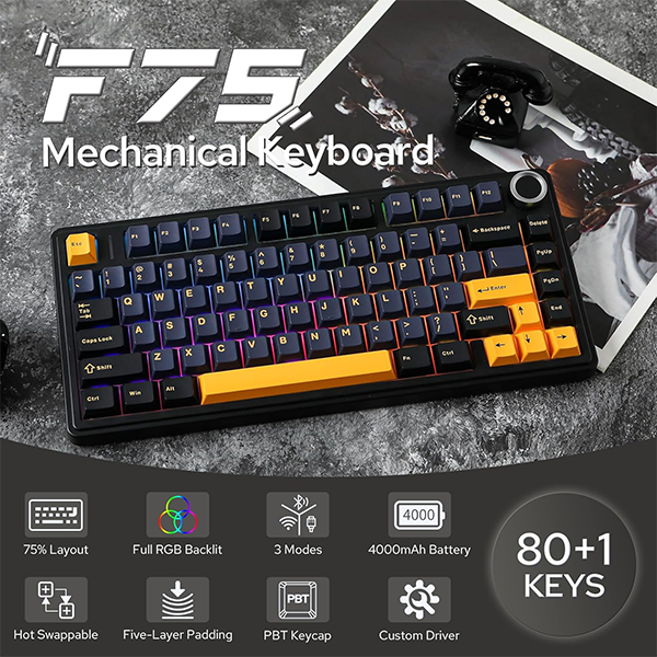 AULA F75 Thunder Black (Graywood V3 Switch) Casablanca
