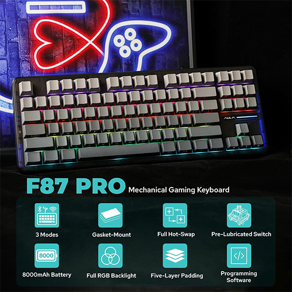AULA F87 PRO Gradient Gray (Graywood V4 Switch) Casablanca