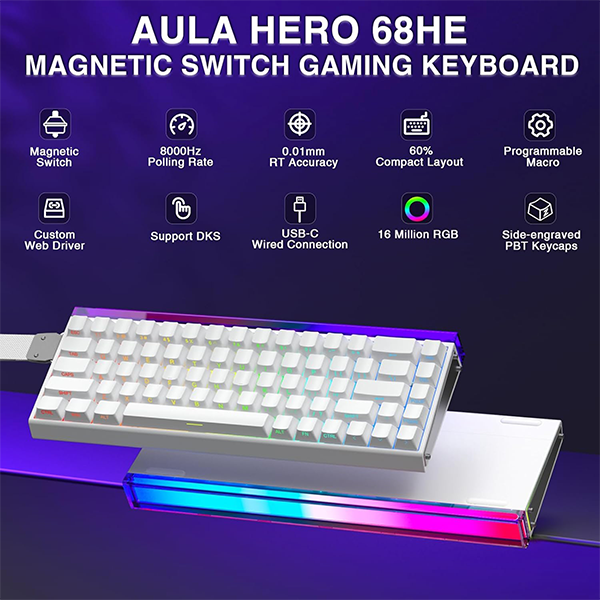 AULA Hero 68 HE Magnetic Switch (White) Casablanca