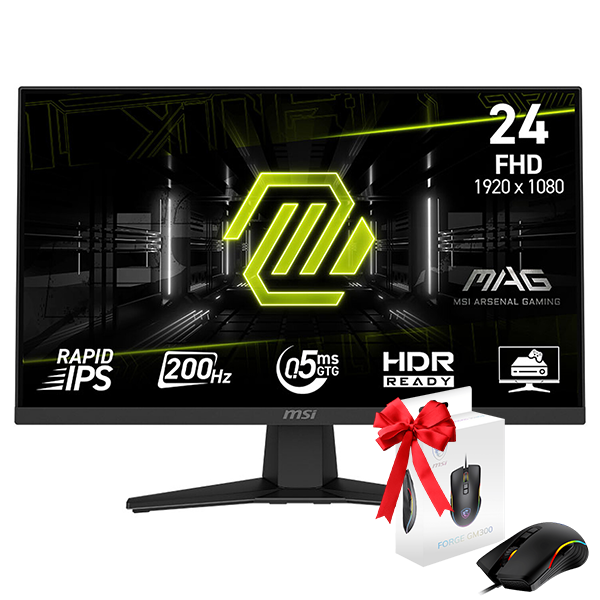 MSI MAG 244F 24" 200Hz 0.5ms Rapid IPS + MSI FORGE GM300 Offerte