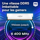 Crucial Pro DDR5 32 Go (2x16Go) 6400 MHz CL38 White Maroc