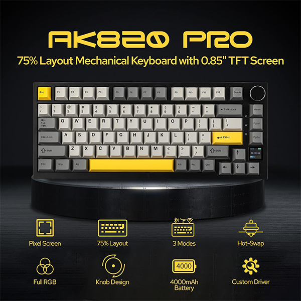 EPOMAKER Ajazz AK820 Pro Grey (Flying Fish Switch) Casa