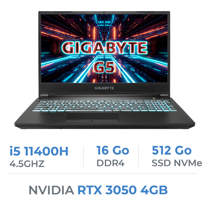 Gigabyte G5 GD i5 11400H/16GB/512GB SSD/RTX3050 4GB/15.6'' 144Hz Maroc