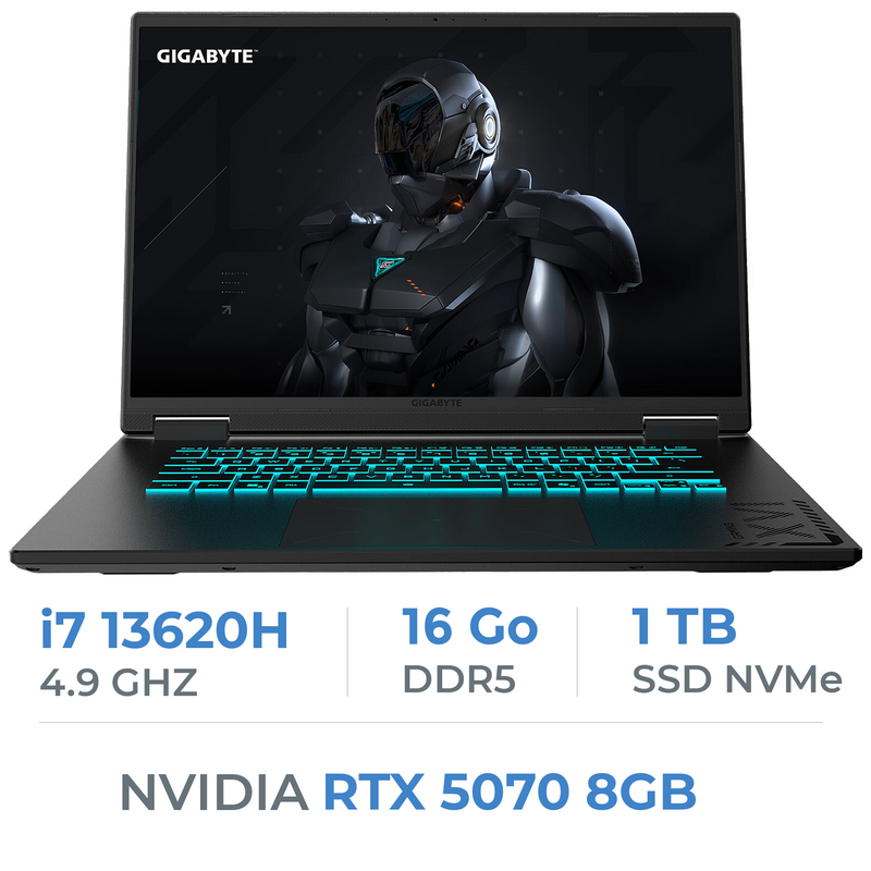 Gigabyte Gaming A16 CWH-I3FR894SH i7-13620H/16GB DDR5/1TB SSD/RTX 5070 8GB/16" 165Hz/Win11 Prix Maroc