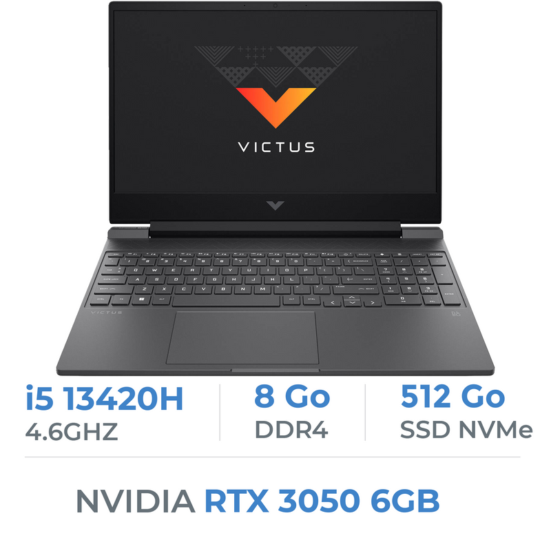 HP Victus 15-fa2013dx i5-13420H/8GB DDR4/512GB SSD/RTX3050 6GB/15.6" 144Hz Prix Maroc