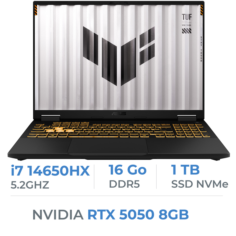 ASUS TUF GAMING F16 TUF608JHR-RV041W i7-14650HX/16GB DDR5/1TB SSD/RTX 5050 8G/16" 165Hz/Win11 Prix Maroc