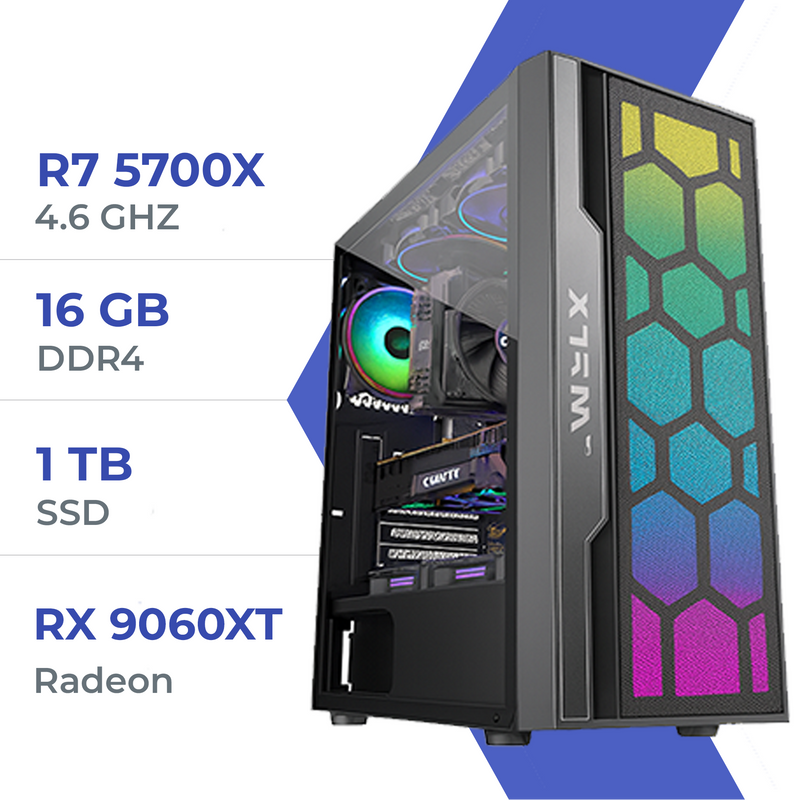 PC Gamer Techspace  R7 5700X/1TB SSD/16GB/RX 9060 XT 8GB