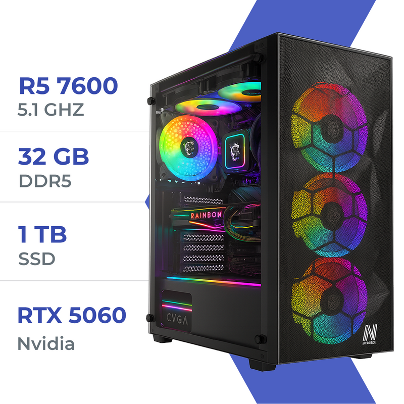 PC Gamer Techspace R5 7600/1TB SSD/32GB/RTX 5060