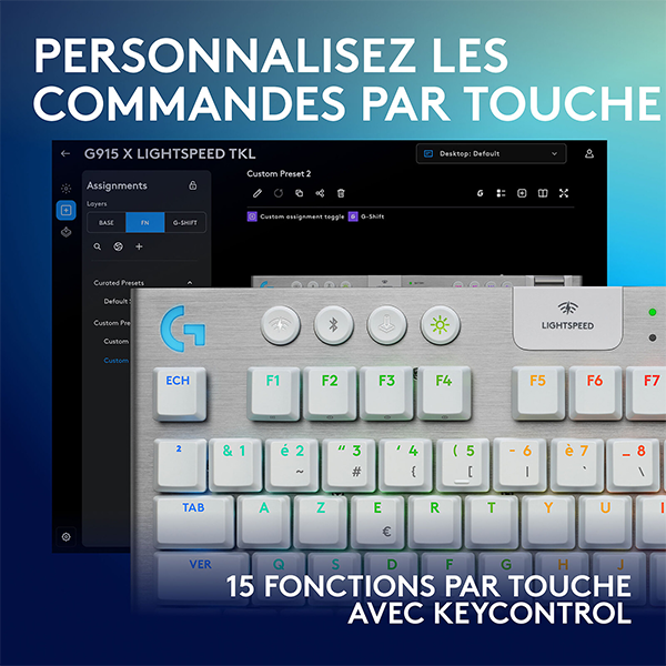 Logitech G G915X TKL Lightspeed Blanc (Version Tactile) Casa