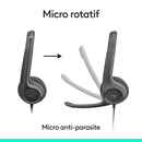 Logitech Headset H390 USB-C Black Casa