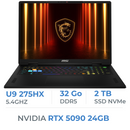 MSI Vector 18 HX AI A2XWJG-684FR Ultra 9 275HX/32GB DDR5/2TB SSD/RTX 5090 24GB/18" QHD+ 240Hz/Cosmos Gray Prix Maroc