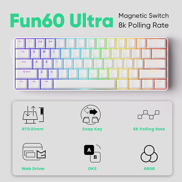 MonsGeek FUN60 Pro white (Magnetic Switch) Casablanca