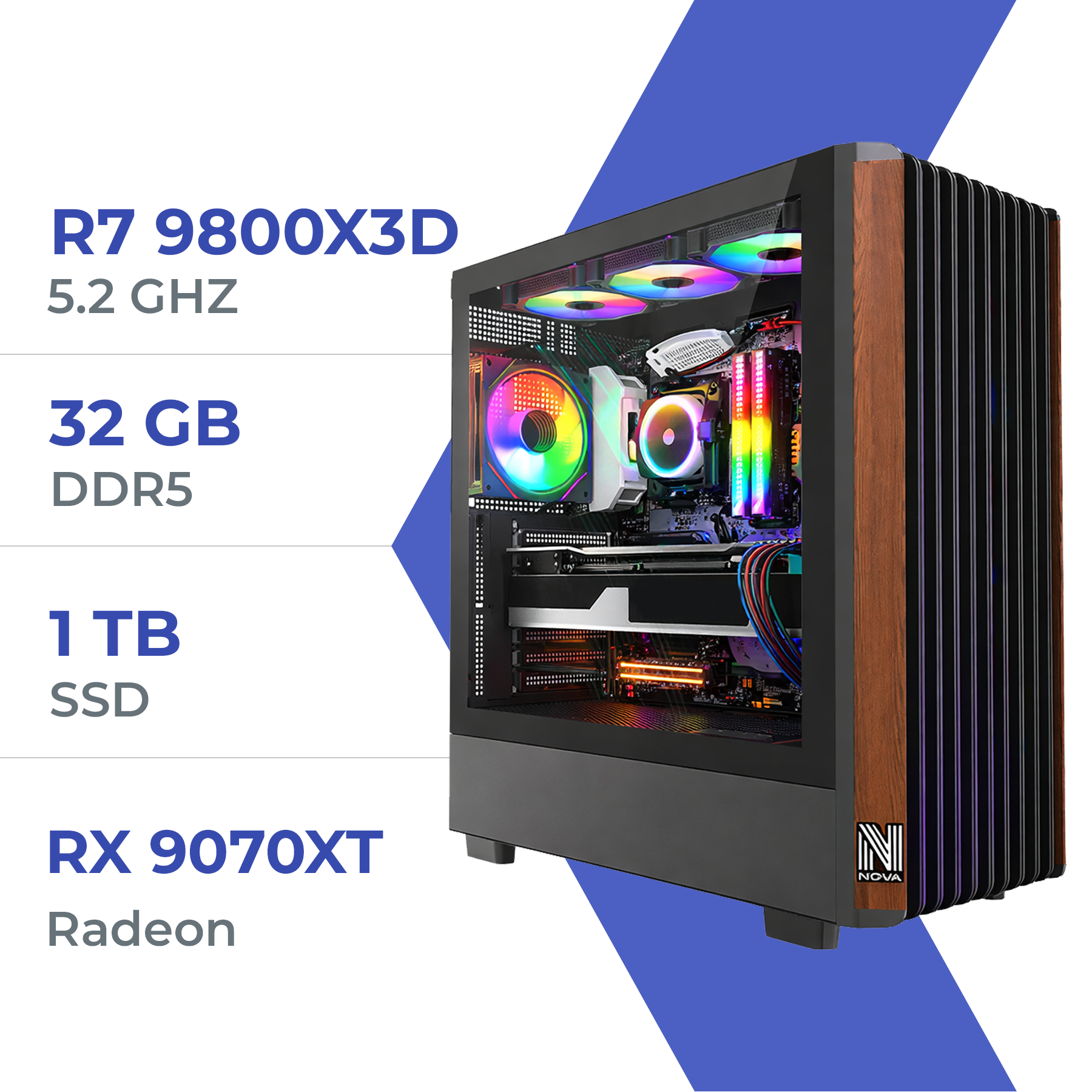 PC Gamer Techspace R7 9800X3D /1TB SSD/32GB/RX 9070XT 16GB - Techspace.ma
