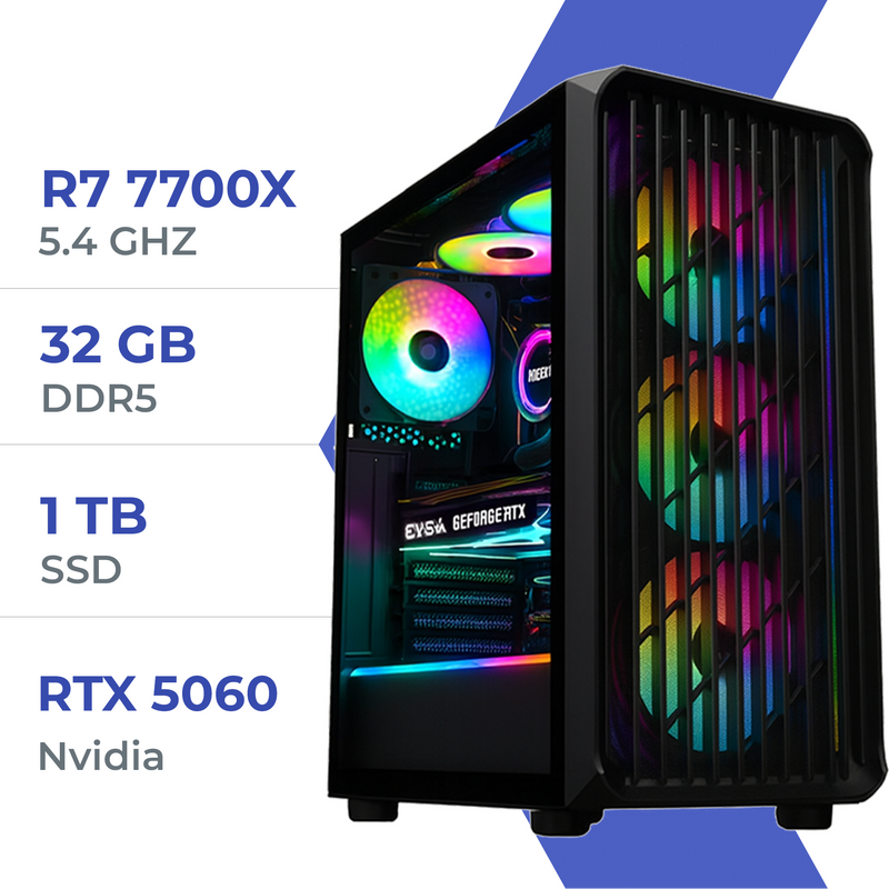 PC Gamer Techspace R7 7700X/1TB SSD/32GB/RTX 5060