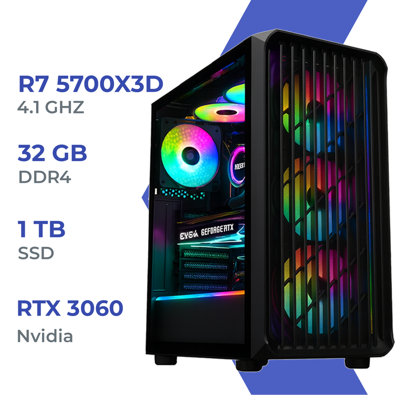 PC Gamer Techspace  R7 5700X3D/1TB SSD/32GB/RTX 3060