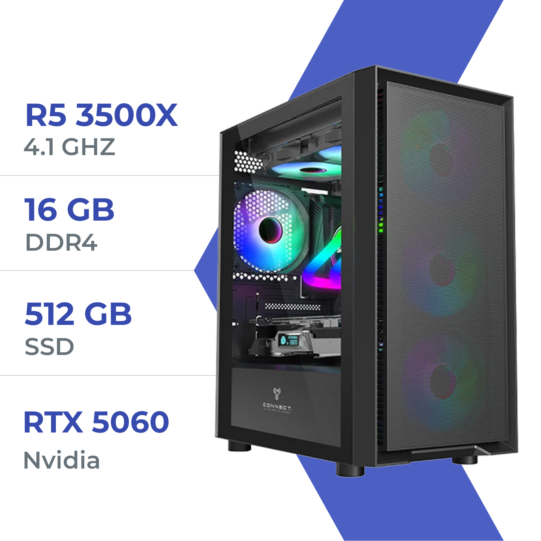 PC Gamer Techspace Ryzen 5 3500X/512GB SSD/16GB/RTX 5060