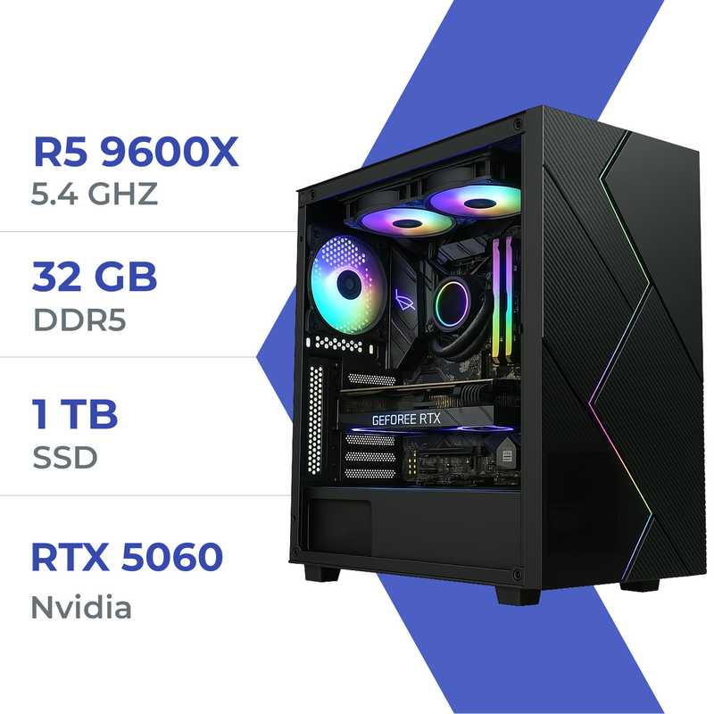 PC Gamer Techspace R5 9600X/1TB SSD/32GB/RTX 5060