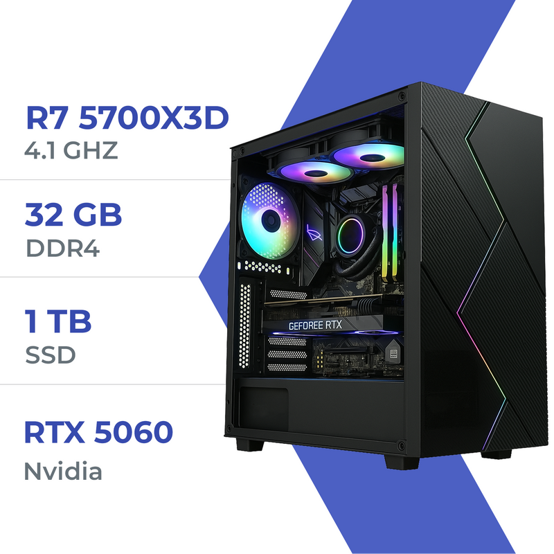 PC Gamer Techspace  R7 5700X3D/1TB SSD/132GB/RTX 5060