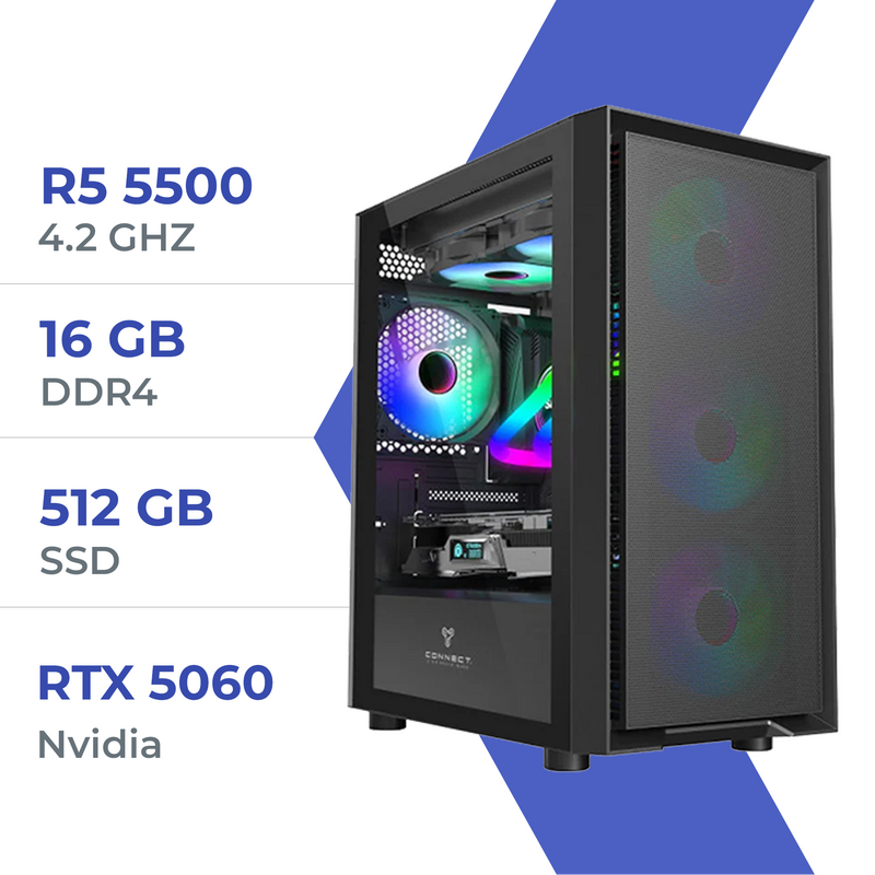 PC Gamer Techspace Ryzen 5 5500/512GB SSD/16GB/RTX 5060 - Techspace.ma