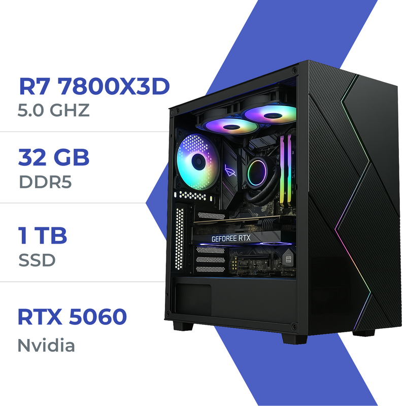 PC Gamer Techspace R7 7800X3D /1TB SSD/32GB/RTX 5060