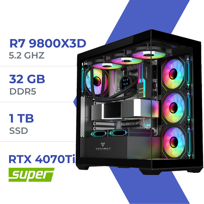 PC Gamer Techspace R7 9800X3D /1TB SSD/32GB/RTX 4070Ti Super prix maroc