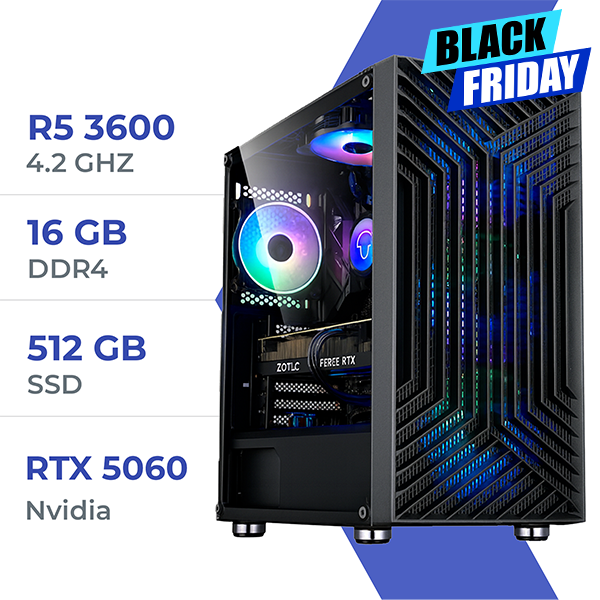 PC Gamer Techspace Ryzen 5 3600/512GB SSD/16GB/RTX5060