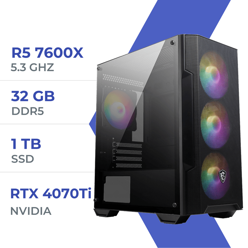 PC Gamer Techspace R5 7600X/2TB SSD/32GB/RTX 4070Ti