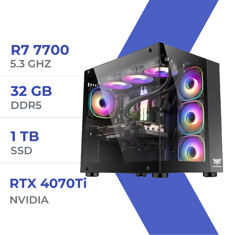 PC Gamer Techspace R7 7700/1TB SSD/32GB/RTX 4070Ti