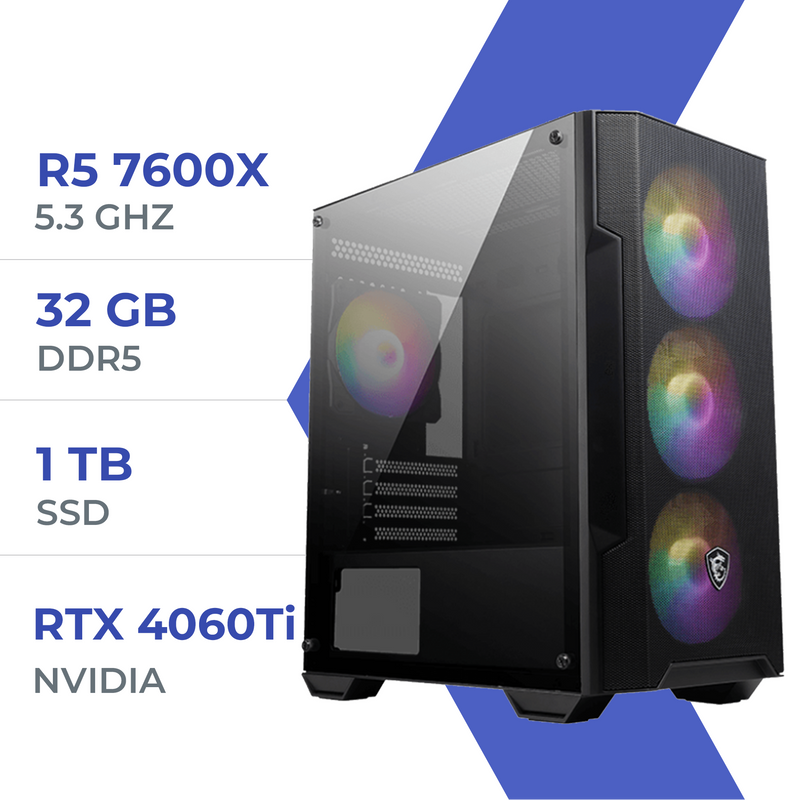 PC Gamer Techspace R5 7600X/1TB SSD/32GB/RTX 4060Ti